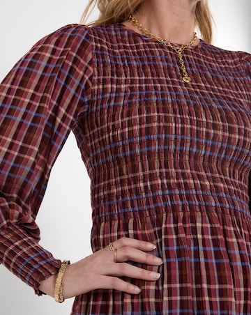 Joe Browns Matilda Checked Blouse With Sheered Body And Balloon Sleeve
