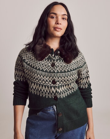 Julipa Fairisle Fur Collar Cardigan