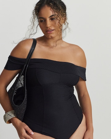 Figleaves Icon Textured Bardot Swimsuit