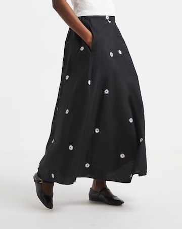 Simply Be Black Embroidered Midaxi Skirt