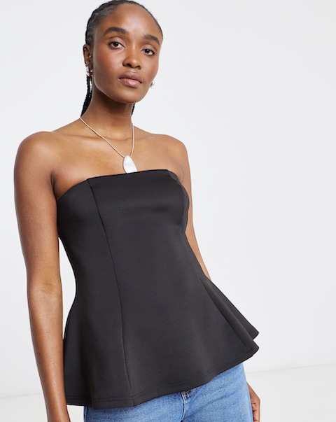 Simply Be Black Fit and Flare Bandeau Top