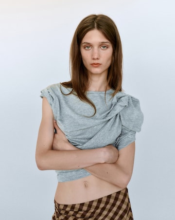 Mango Gingham Skirt With Draped Detail
