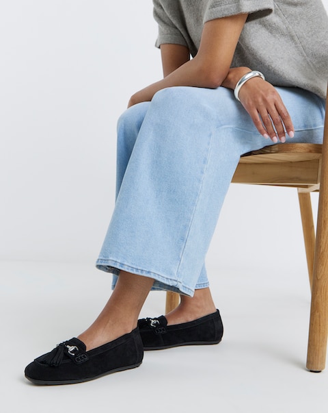 Heavenly Soles Prague Suede Diving Moccasin - Wide Fit (E)