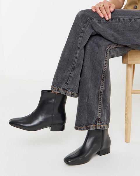 Candice Classic Leather Ankle Boots - Wide Fit (E)