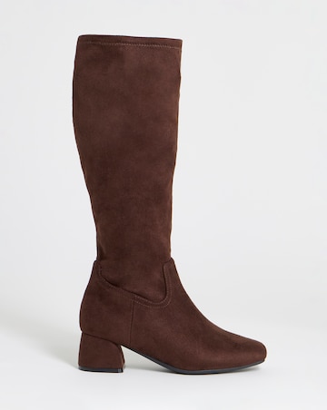 Natalya Block Heel Stretch Knee High Boots - Wide Fit (E) & Standard Calf