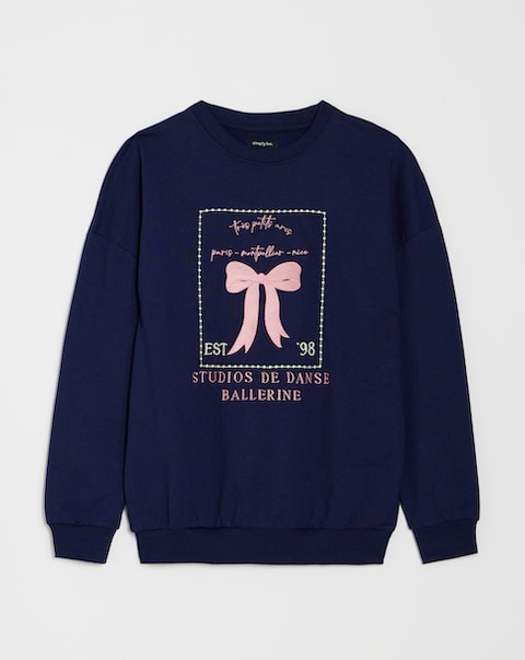 Sweatshirt And Jogger Bow Embroidery Lounge Set