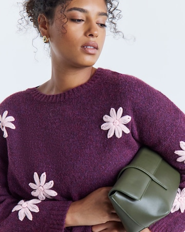 Embroidered Floral Knitted Jumper
