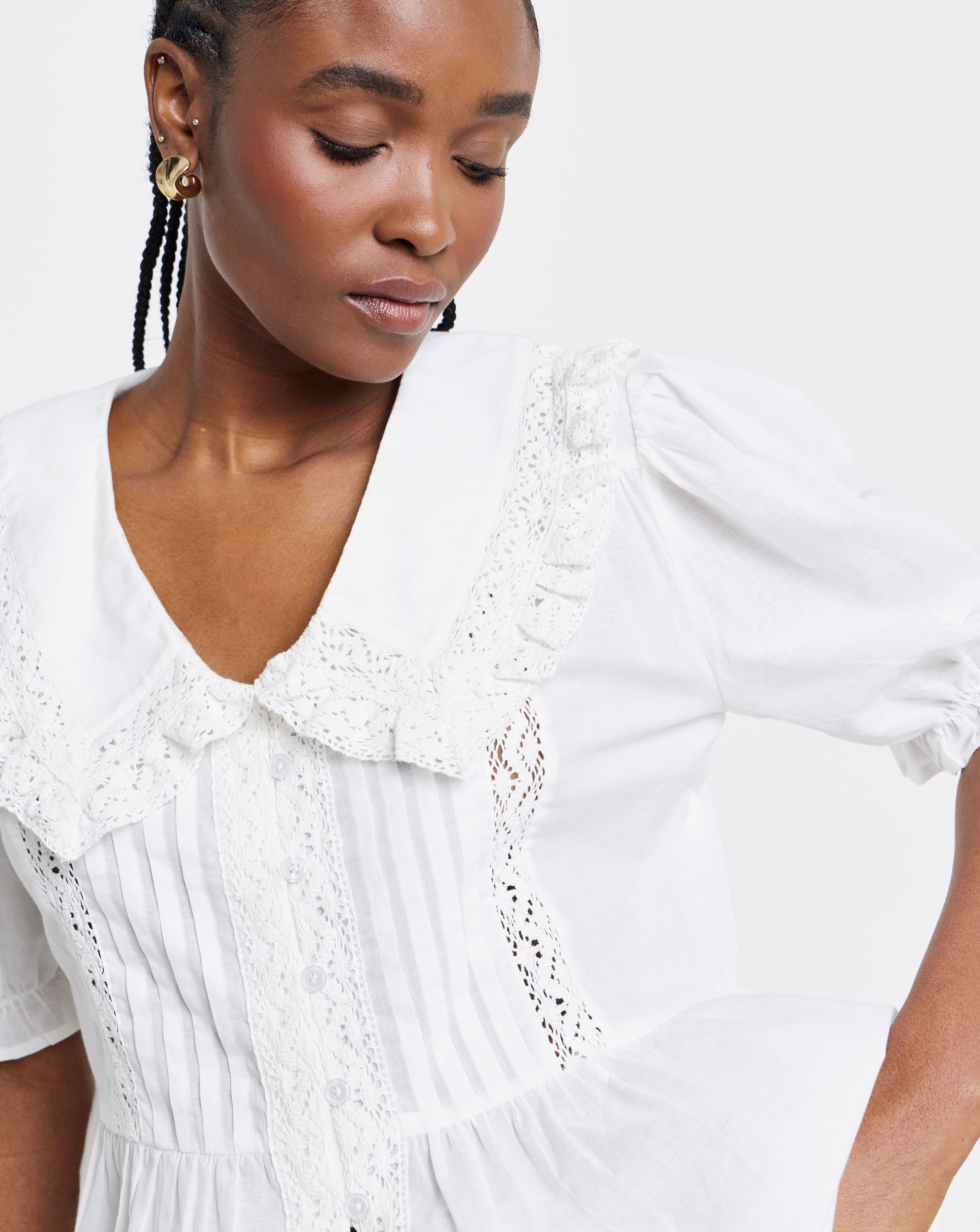 White V Neck Collar Blouse | Simply Be