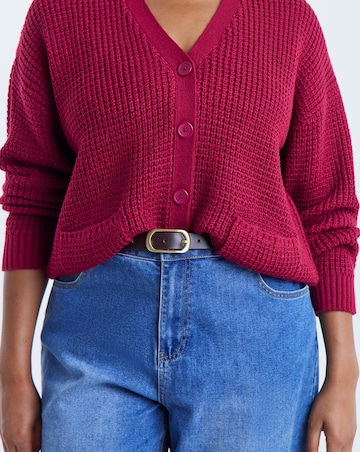 Waffle Knit Boyfriend Cardigan