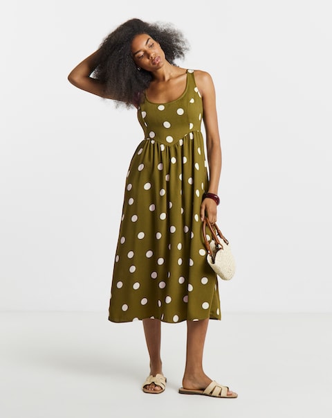 Simply Be Spot Print Angled Waist Detail Dress