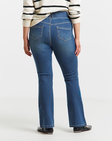 Mid Wash Stretch Flared Pull On Jeggings