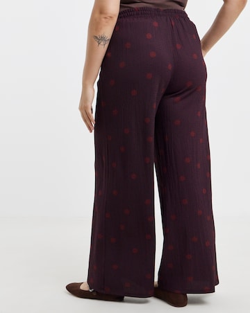 Simply Be Chocolate Spot Textured Waffle Wide Leg Trouser