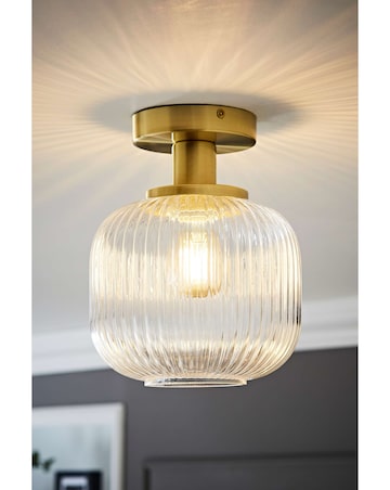 ValueLights Calpe Clear Glass Flush Ceiling Light