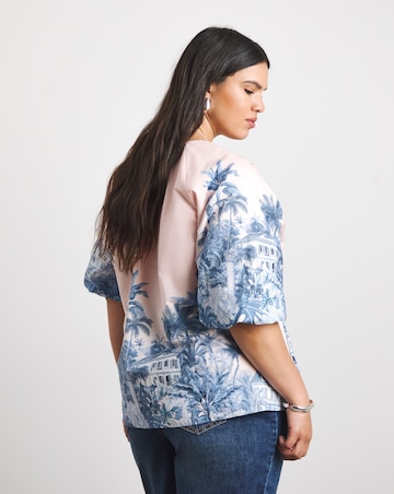 Joanna Hope Cotton Volume Printed Blouse