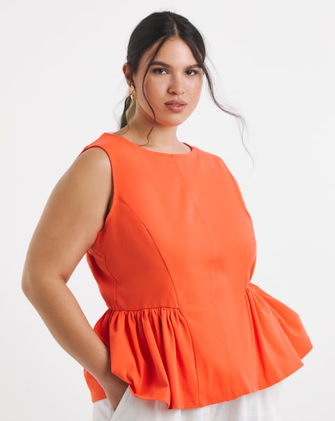 Orange Peplum Tank Top