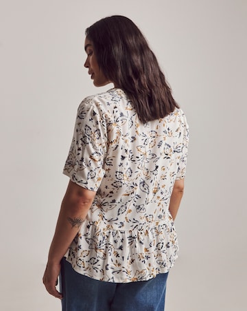 Julipa Printed Button Down Peplum Blouse
