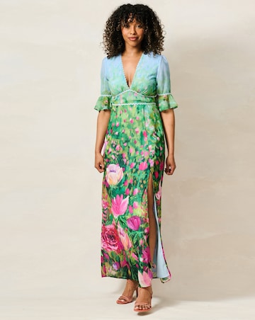 Hope & Ivy Solenne Maxi Placement Print Dress