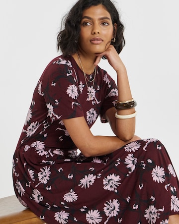 Simply Be Floral Print Jersey Asymmetric Seam Midi Dress