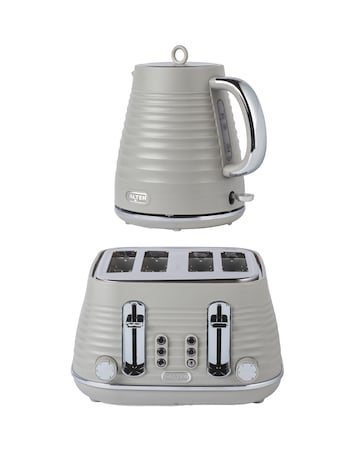 Salter Ripple Rapid Boil Kettle & Salter Ripple 4 Slice Toaster- Taupe Bundle