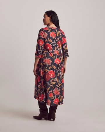 Julipa Printed Button Down Jersey Midi Dress