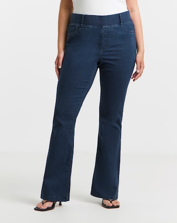 Simply Be Womens Stretch Flared Pull On Jeggings - Dark Blue