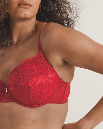 Pretty Secrets Padded Plunge Lace Push Up Bra (B-F) Dark Red