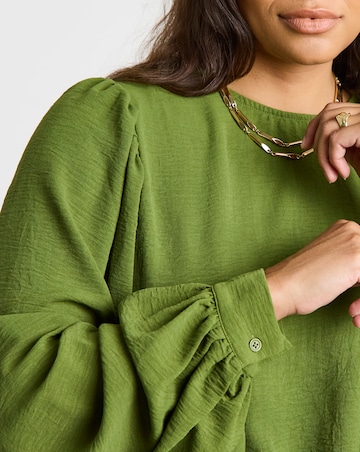 Simply Be Olive Exaggerated Sleeve Blouse