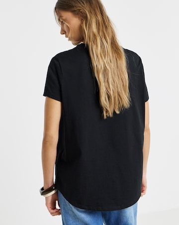 Black, White & Grey 3 Pack Pure Cotton Curved Hem T-Shirts
