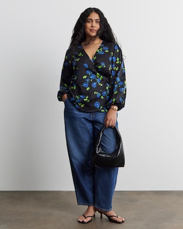 Joanna Hope Floral Satin Wrap Blouse