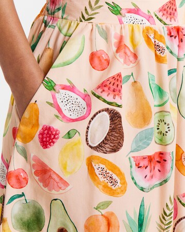 Twisted Wunder Cotton Fruit Print Maxi Skirt