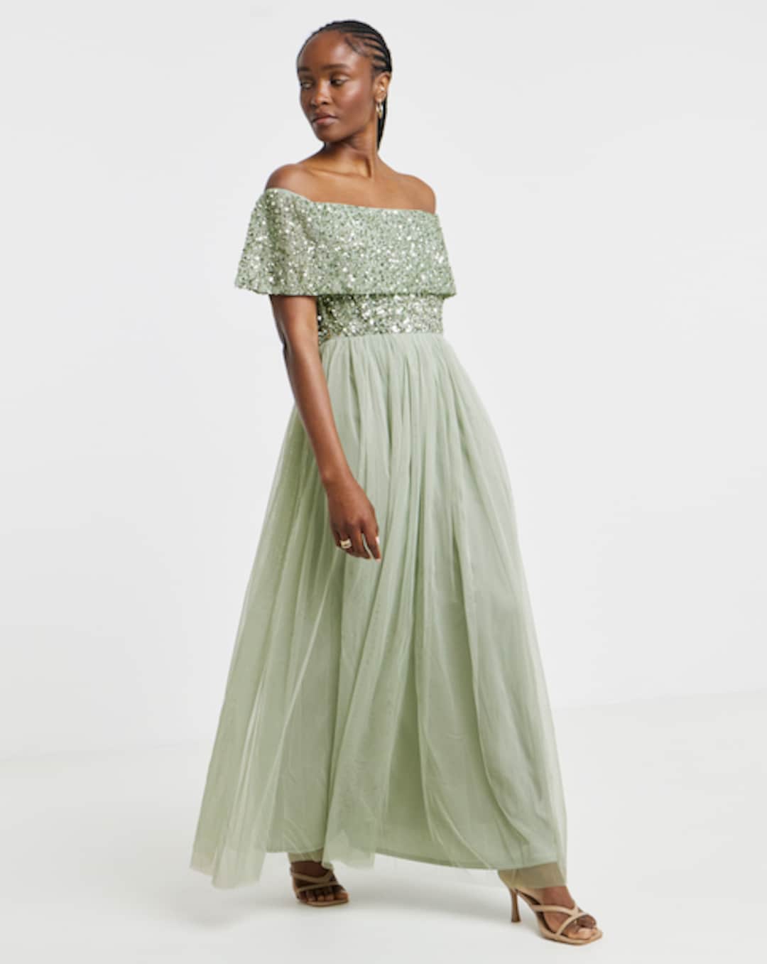 simply be green dress Simply Be shirred midi dress in green