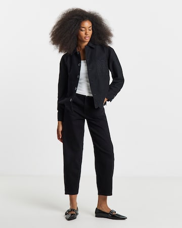 Simply Be Black Broderie Hem Utility Cropped Jacket