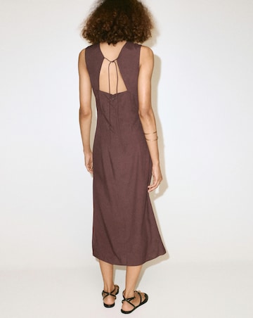 Mango Side Ruched Dress With Tie Detail