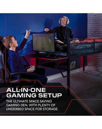 X Rocker Sanctum Mid Sleeper and Desk Gaming Combo - Black