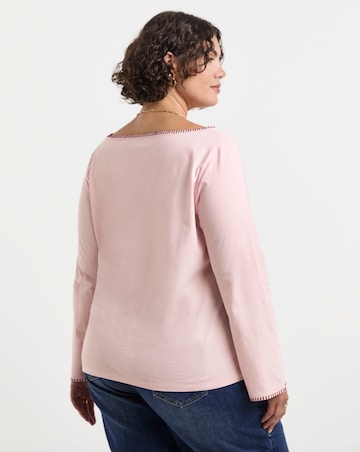 Simply Be Blush Whipstitch Edge Long Sleeve Top