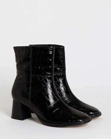 Brooklyn Flared Block Heel Ankle Boots - Wide Fit (E)