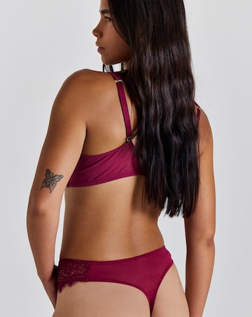 Pretty Secrets Eyelash Lace Midi Thong Burgundy