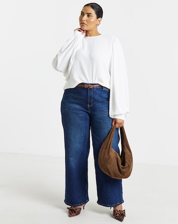 Simply Be Ivory Exaggerated Sleeve Blouse