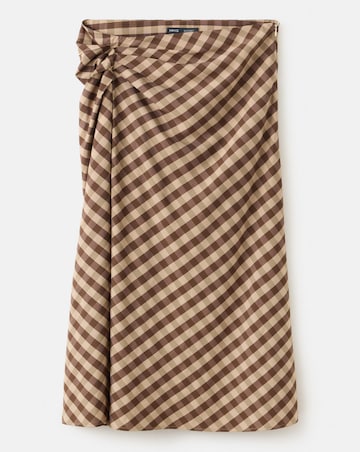 Mango Gingham Skirt With Draped Detail