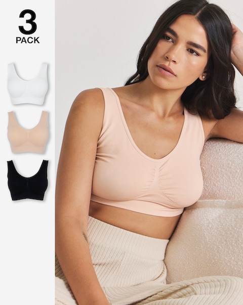 Pretty Secrets (3 Pack) Comfort Tops (Fits A-D) Black/White/Blush
