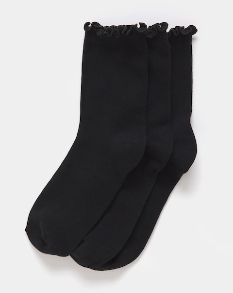 Pretty Secrets (3 Pair Pack) Basic Lettuce Hem Ankle Socks