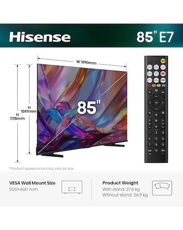 Hisense 85E7STUK 85in QLED 4K Ultra HD HDR Smart TV