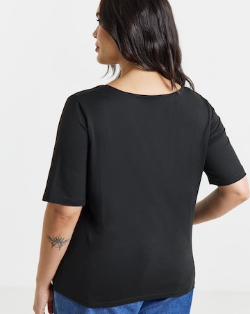 Simply Be Black Half Sleeve Square Neck Top