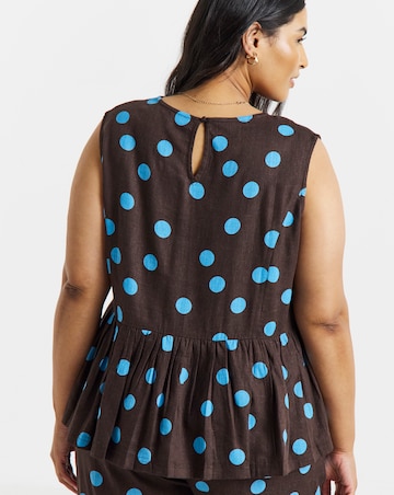 Simply Be Chocolate Spot Peplum Shell Top