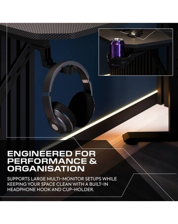 X Rocker Cougar 140cm Height Adjustable Corner Gaming Desk with Mousepad - Black