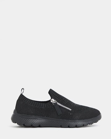 Cushion Walk Sparkle Fly Knit Side Zip Trainers - Extra Wide Fit (EEE)