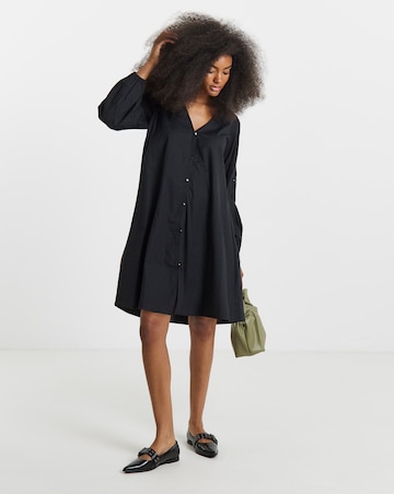 Simply Be Black Embroidered Sleeve Swing Dress