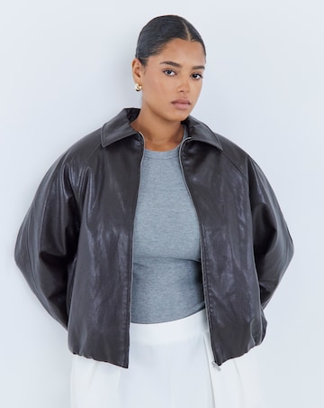 Chocolate Bubble Hem Faux Leather Jacket