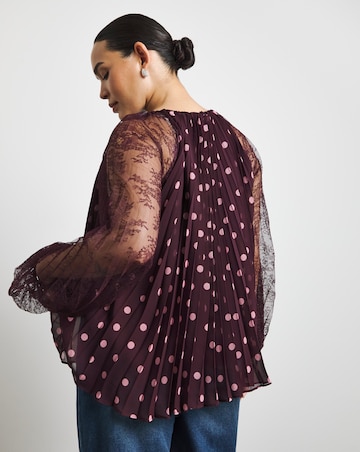 Joanna Hope Polka Dot Pleated Blouse
