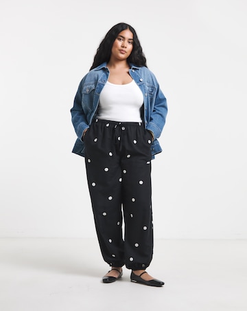Mono Spot Linen Mix Balloon Trouser